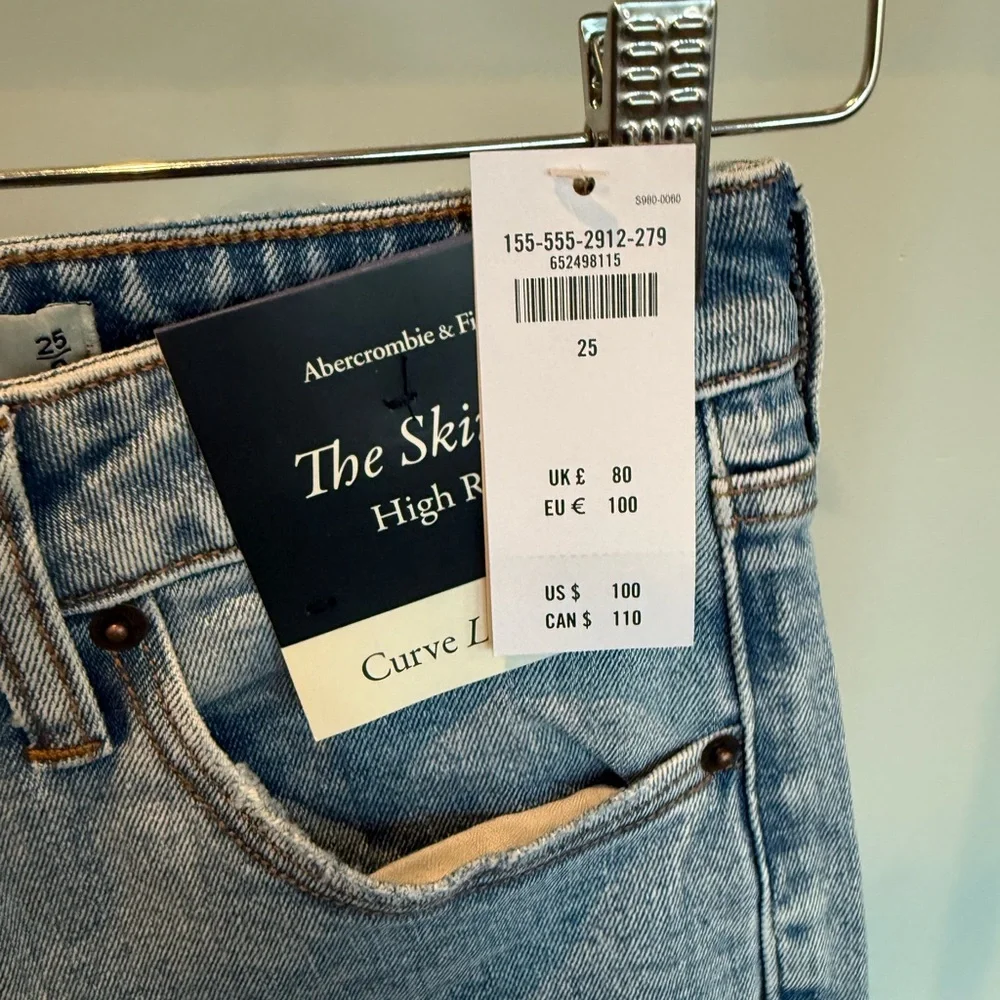 Abercrombie & Fitch The Skinny High Rise Distressed Jeans Size 25 CurveLove - Picture 6 of 6